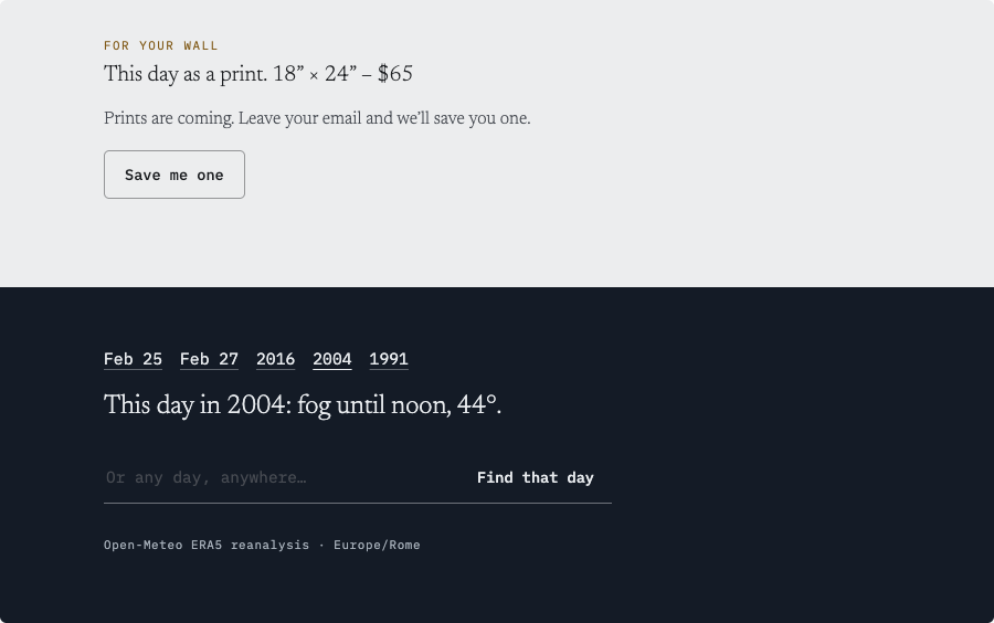 An exploration: the footer as a full-bleed night-blue block beneath the pale day page