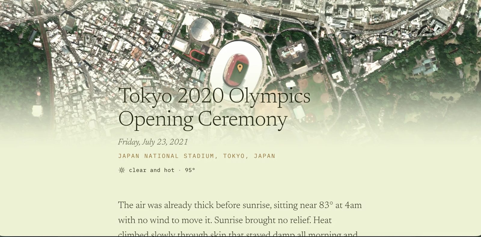 Tokyo's page tinted faintly olive-green