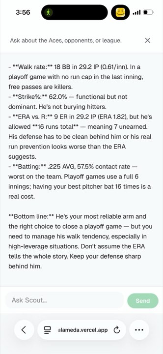 Scout analyzing a pitcher as a three-inning closer with a bottom-line verdict